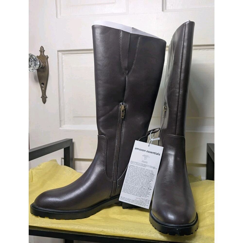 Amazon Essentials Women's Riding Boots Dark Brown Cowboy Size 6